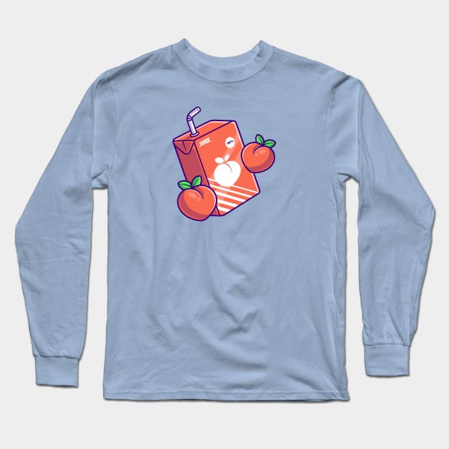 Peach Juice Box Cartoon Long Sleeve T-Shirt by Catalyst Labs